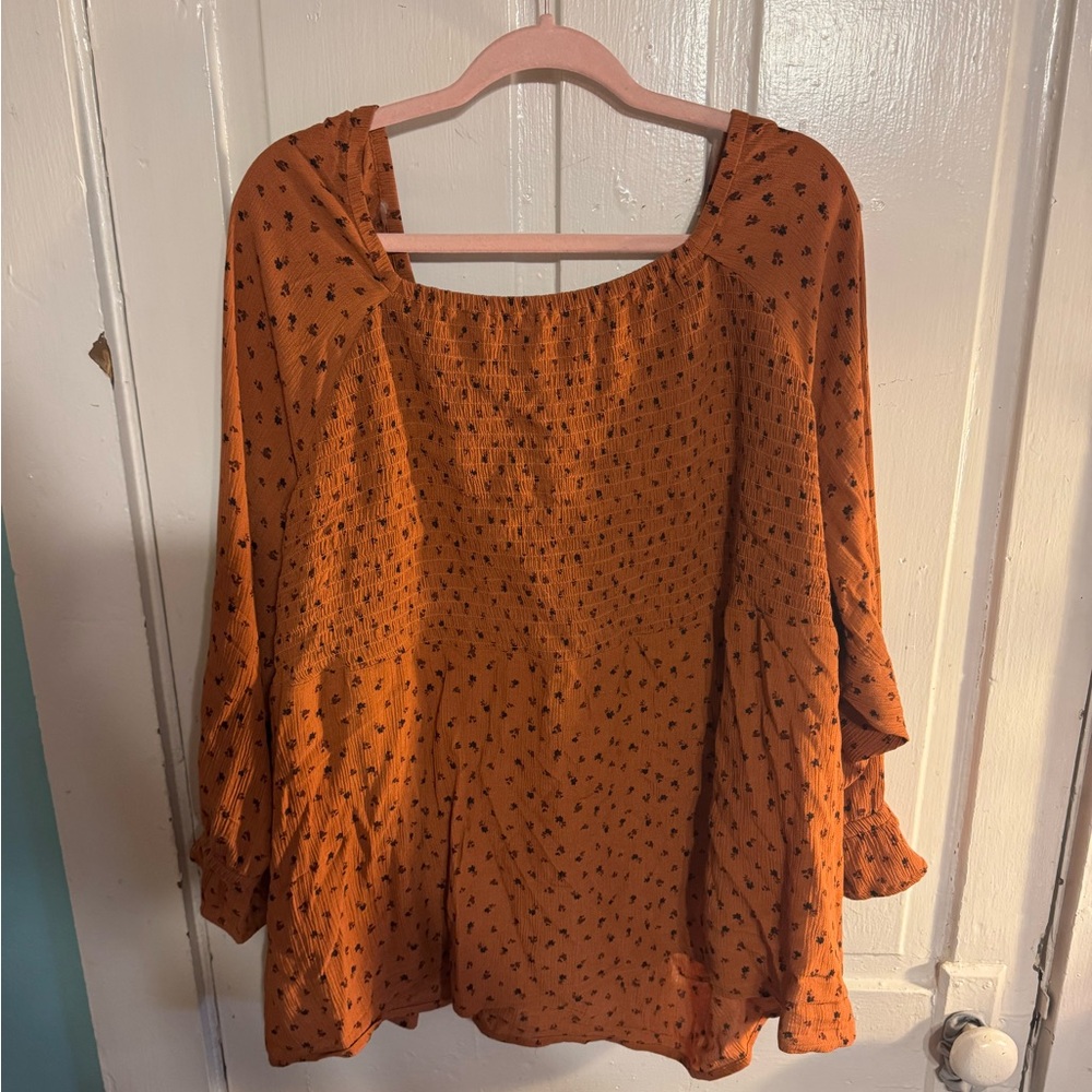 Women's Orange Patterned Top